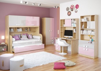 Детская комната Грэйси (Розовый/Серый/корпус Клен) в Веселовском - veselovskoe.mebel54.com | фото