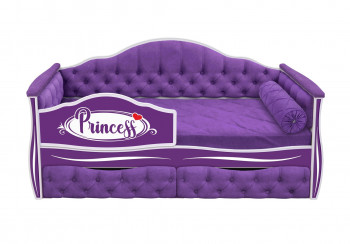 Кровать 160 серии Иллюзия 2 ящика 32 Фиолетовый (мягкие боковые накладки/подушка валик) в Веселовском - veselovskoe.mebel54.com | фото