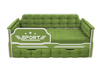 Кровать 160 серии Спорт 2 ящика 76 Зелёный (мягкие боковые накладки) в Веселовском - veselovskoe.mebel54.com | фото