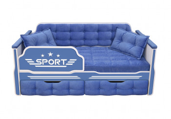 Кровать 160 серии Спорт 2 ящика 85 Синий (подушки) в Веселовском - veselovskoe.mebel54.com | фото