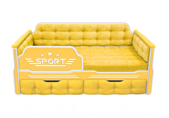 Кровать 170 серии Спорт 2 ящика 74 Жёлтый (мягкие боковые накладки) в Веселовском - veselovskoe.mebel54.com | фото