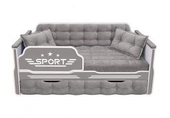 Кровать 180 серии Спорт 1 ящик 45 Серый (подушки) в Веселовском - veselovskoe.mebel54.com | фото