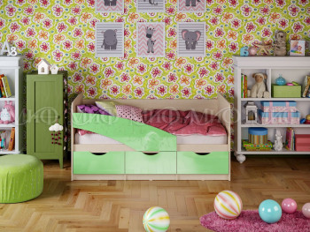 Кровать Бабочки 1,6м (Салатовый металлик) в Веселовском - veselovskoe.mebel54.com | фото