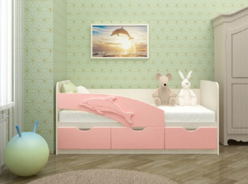 Кровать детская 1,6м Дельфин (Розовый металлик) в Веселовском - veselovskoe.mebel54.com | фото