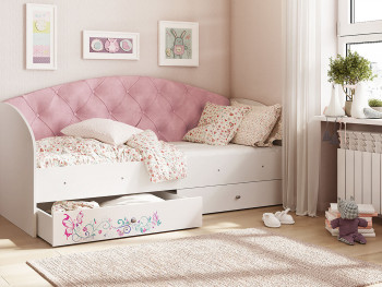 Кровать детская Эльза Белый/Розовый в Веселовском - veselovskoe.mebel54.com | фото