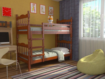 Кровать двухъярусная Соня из массива сосны 800*1890 Орех в Веселовском - veselovskoe.mebel54.com | фото