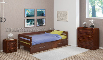 Кровать одинарная ГЛОРИЯ из массива сосны  900*2000 (Орех) в Веселовском - veselovskoe.mebel54.com | фото
