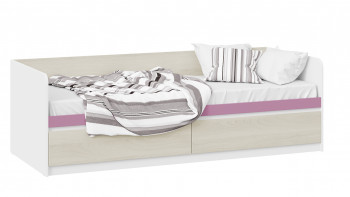 Кровать «Сканди» с 2 ящиками Дуб Гарден/Белый/Лиловый в Веселовском - veselovskoe.mebel54.com | фото