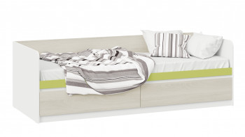 Кровать «Сканди» с 2 ящиками Дуб Гарден/Белый/Зеленый в Веселовском - veselovskoe.mebel54.com | фото