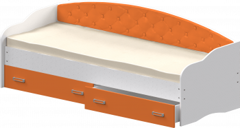 Кровать Софа-7 с мягкой спинкой (800х1900) Белый/Оранжевый в Веселовском - veselovskoe.mebel54.com | фото