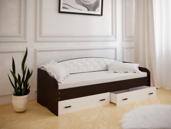 Кровать Софа-7 с мягкой спинкой (800х2000) Венге/ Белый в Веселовском - veselovskoe.mebel54.com | фото