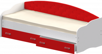Кровать Софа-8 с мягкой спинкой (900х1900) Белый/Красный в Веселовском - veselovskoe.mebel54.com | фото