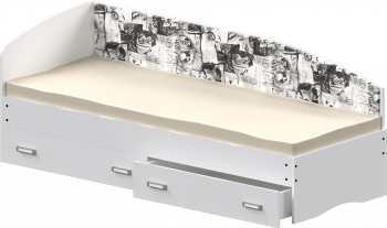 Кровать Софа-9 с мягкой спинкой с рисунком Милана (900х2000) Белый в Веселовском - veselovskoe.mebel54.com | фото