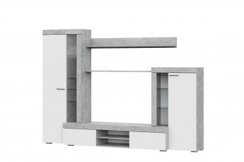 Мебель для гостиной МГС 5 Цемент светлый / Белый в Веселовском - veselovskoe.mebel54.com | фото