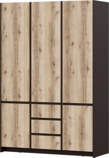 Модульная система "Прага" Шкаф для одежды трехстворчатый Дуб Венге/Дуб Делано в Веселовском - veselovskoe.mebel54.com | фото