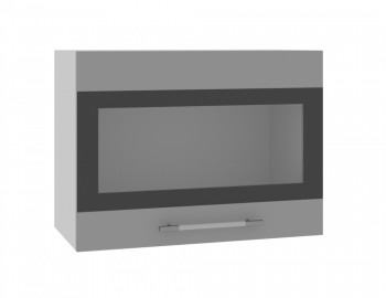 Норд ШВГС 600 Шкаф верхний горизонтальный со стеклом (Софт черный/корпус Белый) в Веселовском - veselovskoe.mebel54.com | фото