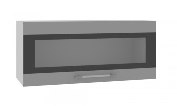Норд ШВГС 800 Шкаф верхний горизонтальный со стеклом (Софт черный/корпус Белый) в Веселовском - veselovskoe.mebel54.com | фото