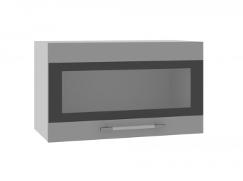 Ройс ПГСФ 600 Шкаф верхний горизонтальный со стеклом с фотопечатью (Графит софт/корпус Серый) в Веселовском - veselovskoe.mebel54.com | фото