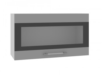 Ройс ВПГСФ 800 Шкаф верхний горизонтальный со стеклом с фотопечатью высокий (Графит софт/корпус Серый) в Веселовском - veselovskoe.mebel54.com | фото