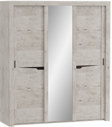 Шкаф трехдверный Соренто с раздвижными дверями Дуб бонифаций/Кофе структурный матовый в Веселовском - veselovskoe.mebel54.com | фото