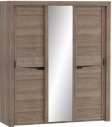 Шкаф трехдверный Соренто с раздвижными дверями Дуб стирлинг/Кофе структурный матовый в Веселовском - veselovskoe.mebel54.com | фото